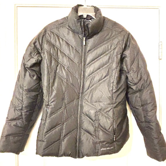 Eddie Bauer Goose Down Black Puffer Jacket coat Medium Packable Puffy Packable - Picture 6 of 16